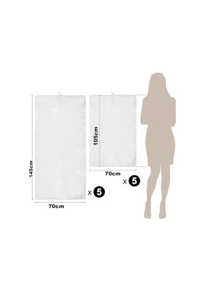 Tarix Vakumlu Hurç, Dolap Düzenleyici Elbise Saklama Poşeti,%80 Yer Tasarrufu,1adet 90x60cm,1adet 105x70cm,1adet 145x70cm Elbise Seti 3&apos Lü Açık Gri