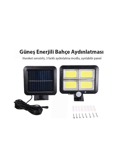 Solar Bahçe Aydınlatma 128 Ledli Fotoselli Güneş Enerjili Lamba