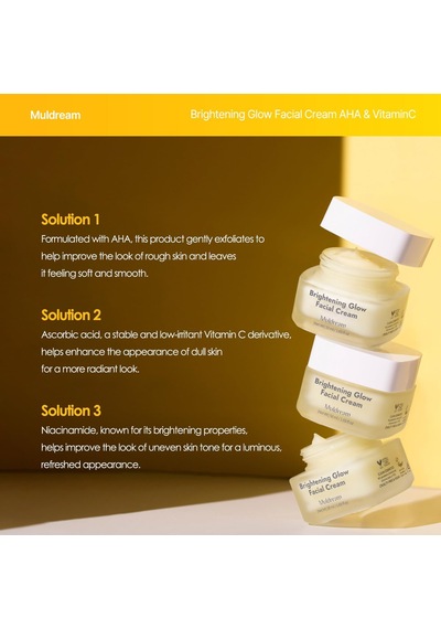 Brightening Glow Facial Cream Aha Ve C Vitamin Canlandırıcı Aydınlatıcı Nemlendirici Krem Kore 50ml