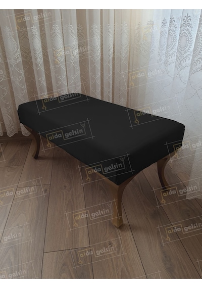 Ayak Ucu Kapı Önü Antre Düz Bench Puf Orta Sehpa Gold Ayak 90 45 Siyah