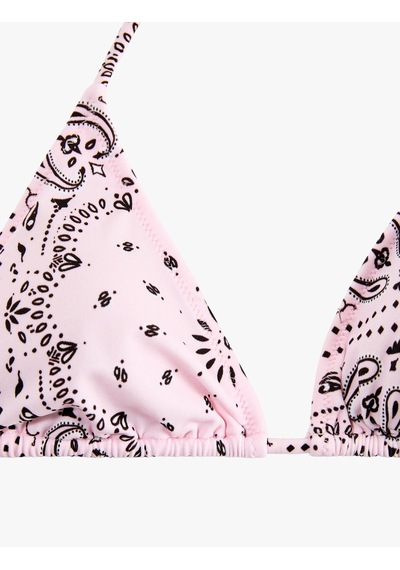 Koton Halter Yaka Şal Desenli Üçgen Bikini Üstü Pembe Desenli 6sak10295mm