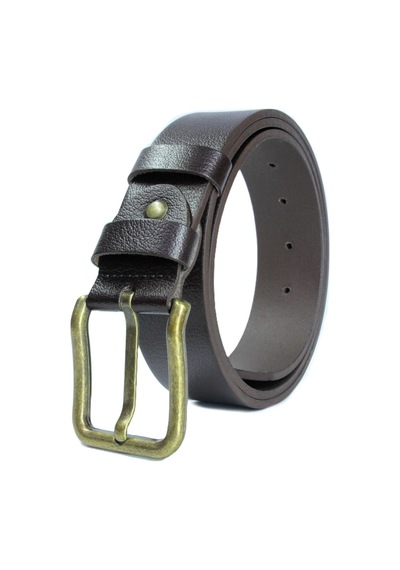 %100 Hakiki Deri Erkek Kemer Sarı Tokalı 4cm Kahverengi