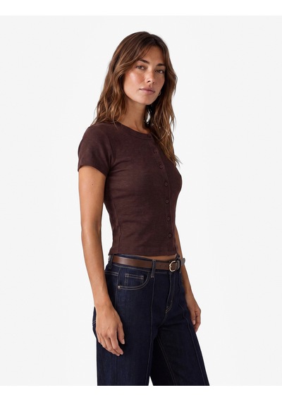 Koton Slim Fit Düğmeli Bisiklet Yaka Kısa Kollu Hırka Kahverengi 7wak30024ek Kahve