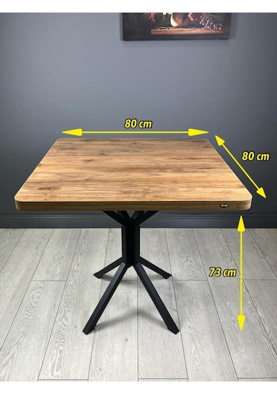 Roma Ceviz Mutfak Yemek Masası Balkon Masası Kavisli Köşe Metal Siyah Ayak 80 Cm Roma Ceviz Mutfak Yemek Masası Balkon Masası Kavisli Köşe Metal Siyah Ayak 80 Cm