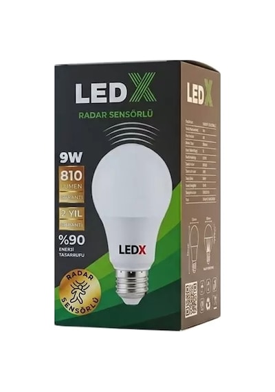 Sh Ledx Al-ll9r Radar Sensörlü 9 Watt E27 Duy 810 Lümen Beyaz Led Ampul Najmaddin