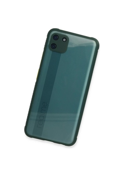 Realme C11 Kılıf Miami Şeffaf Silikon - Koyu Yeşil Koyu Yesil