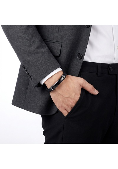 Premium İsim Yazılabilir Siyah Deri Ve Siyah Titanyum Kilit Bileklik 31833b15d4 - 21 Cm Siyah