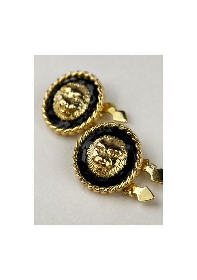 Button Aslan Figürlü Altın Renkli Düğme Broşu - Vintage İnci Detaylı Gold Altın Gömlek Yaka Kol Düğme Aksesuarı