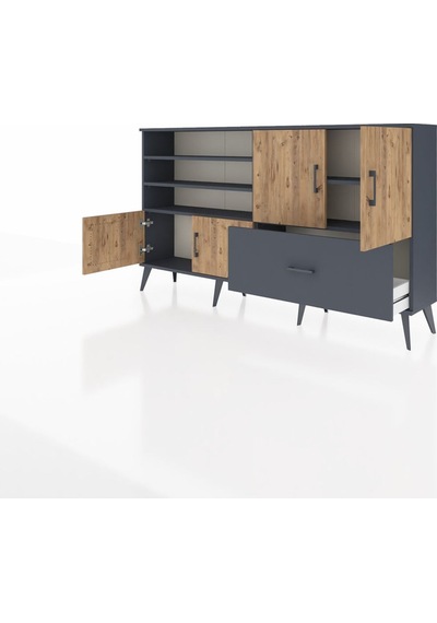 Arges Konsol 5 Raflı Tek Çekmeceli 4 Kapaklı 176x30x99 Antrasit-ç Antrasit-çam/antrasit Arges Konsol 5 Raflı Tek Çekmeceli 4 Kapaklı 176x30x99 Antrasit-ç Antrasit-çam/antrasit