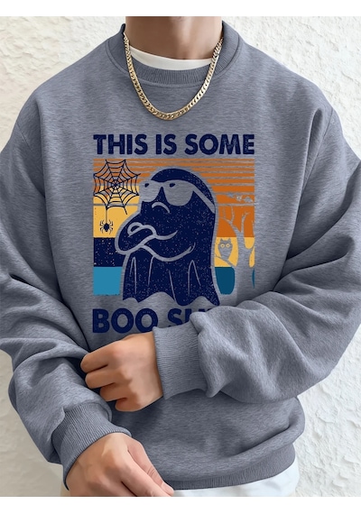 Startmore Tarzsokak Bu Biraz Şaka Yapılı Baskılı Erkek Sweatshirt Kışlık Yuvarlak Yaka Kapüşonlu Sweatshirt Sokak Gri