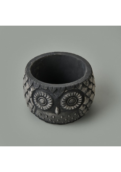 Objevii Kozalak Desenli Beton Saksı - Siyah - 8x10 Cm Renkli