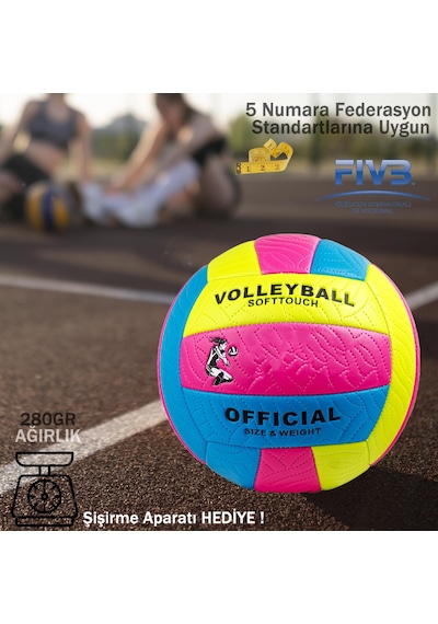 Hsport Softtouch Voleybol Topu No:5 Pompa Hediyeli Mor Açık Gri