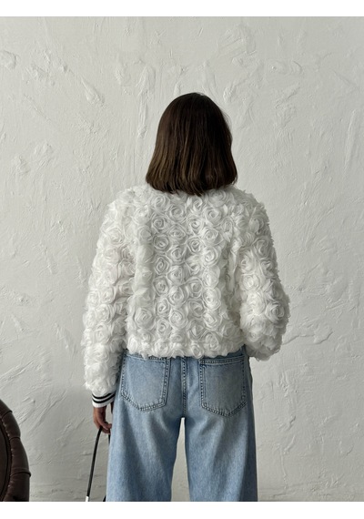 Verymoda Gül Süzüneli Fermuarlı Mont Krem