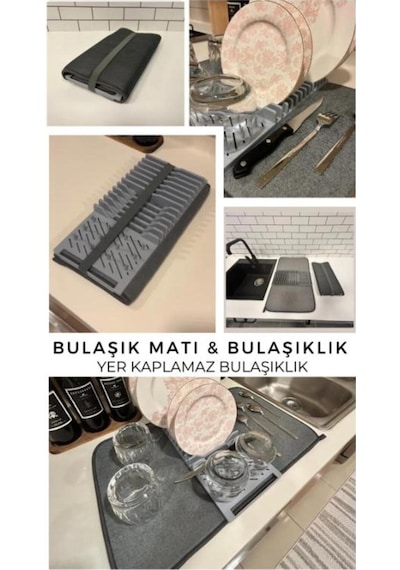 Tezgah Üstü Katlanır Bulaşıklık - Tabaklık - Kurutmalık Bulaşık Düzenleyicisi Plastik Gri Diğer