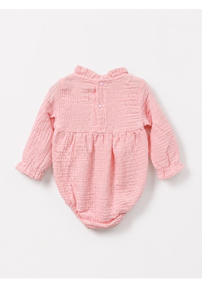Babyhola Kız Bebek Çıtçıtlı Badi Müslin Fırfırlı Bayramlık 22412 Somon