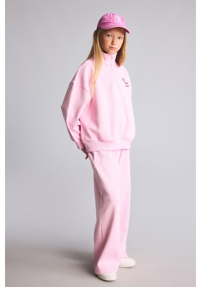 Defacto Baskılı Yarım Fermuarlı Sweatshirt Geniş Paça Eşofman Altı 2li Takım Kız Çocuk F8401a826wnpn441 Pembe-pn441 Defacto Baskılı Yarım Fermuarlı Sweatshirt Geniş Paça Eşofman Altı 2li Takım Kız Çocuk F8401a826wnpn441 Pembe-pn441