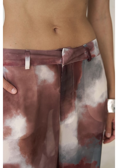 Mai Collection Mai Studios Co. Budiono Transparan Patlı Bordo Pantolon Bordo