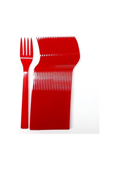 3 Paket 25'li Plastik Çatal Kırmızı - Parti Çatalı