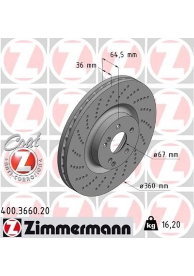 Zımmermann 400.3660.20 Fren Diski Ön Mercedes Amg W204 S204 W205 S205 C205 A205 W212 S212 C207 A207 W221 C216 A0004212012 -