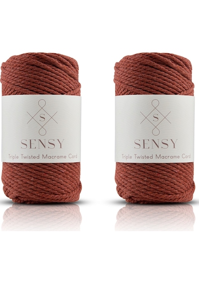 Sensy Premium 3 Büküm Makrome Ipi 3mm Üç Büküm Taranan Makrome Halat Ip 2li Set 500 Gr Kiremit