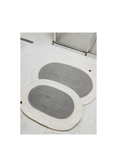 Jüt,hasır,2 Li,banyo Paspas Takımı,bohem Tarzı Banyo Takımı,iskandinav Paspas Gri Beyaz Gri Beyaz