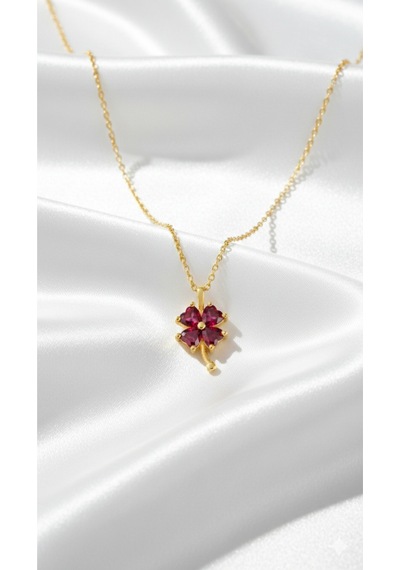 Çekirdekjewelry 925 Ayar Gümüş Altın Kaplama Yonca Kolye Sarı