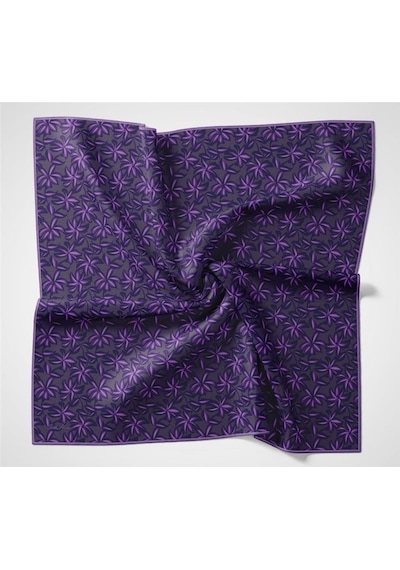 Silk Home Pamuk Polyester Soft Eşarp Soluk Mor Flora Desenli Kaymaz Dokulu 90x90 Çok Renkli