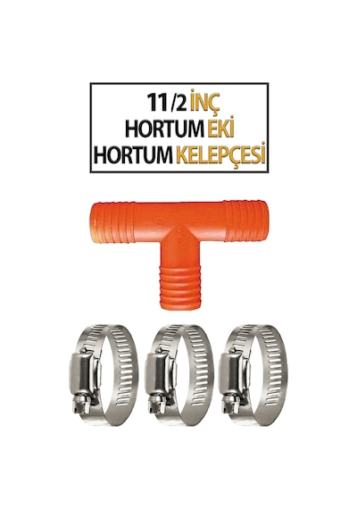 11/2'inç T Hortum Eki Ve 3 Adet Kelepçe