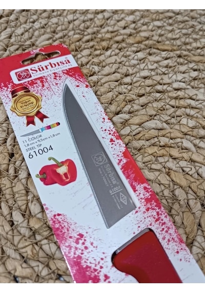 Sürmene 61004 Mutfak Bıçağı 9,50 Cm Kırmızı Çok Renkli