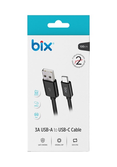 Bix Bx100cb 3a Usb-a To Type-c Chargıng Cable Black
