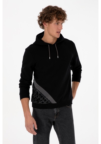 U.S. Polo Assn. Erkek Regular Fit Kapüşonlu Siyah Sweatshirt 50315691-VR046