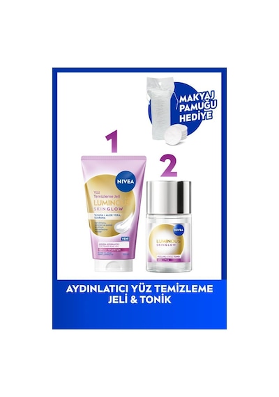 Skin Glow Aydınlatıcı Bakım Seti, Yüz Temizleme Jeli 150ml Ve Peeling Etkili Tonik, Pamuk Hediye