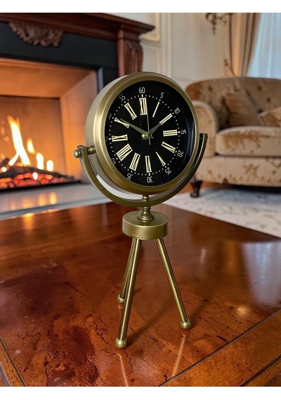 Antique Black Eskitme Üç Ayaklı Masa Saati