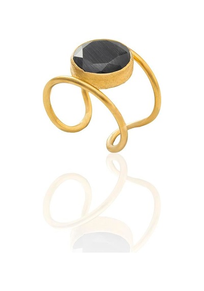 Kadir Jewellery 22 Ayar Altın Kaplama Kadın Zirkon Taşlı Yüzük Mavi