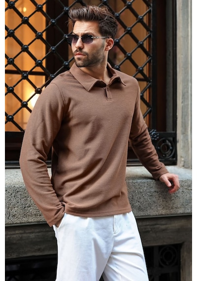 Madmext Vizon Gömlek Yaka Dokulu Regular Fit Erkek Sweatshirt E7203