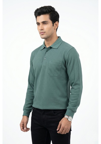 Dynamo Erkek Mevsimlik Polo Yaka Cepli Sweatshirt Bgl-st05366 Yeşil