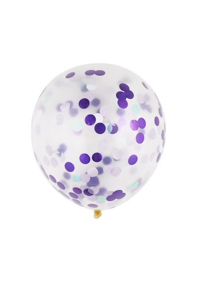 Pazarız Konfetili Balon Pullu Şeffaf Balon Seti 20 Adet Mor