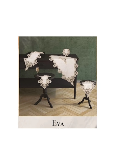 Eva Model Krem-krem 5 Parça Keten Dantelli Salon Takımı Runner Seti No 111 Bzckh1346 Çok Renkli