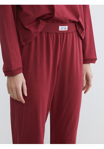 Lcw Young Bordo Bisiklet Yaka Kadın Pijama Takımı