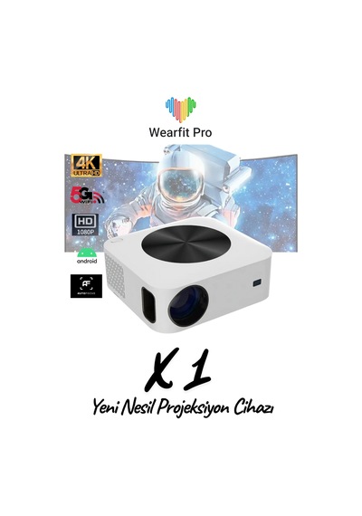 Wearfitpro X1 Android Projektör Otomatik Odaklama 2.4g 5g Wifi Led Lamba 1080p Hd Akıllı Projeksiyon Cihazı