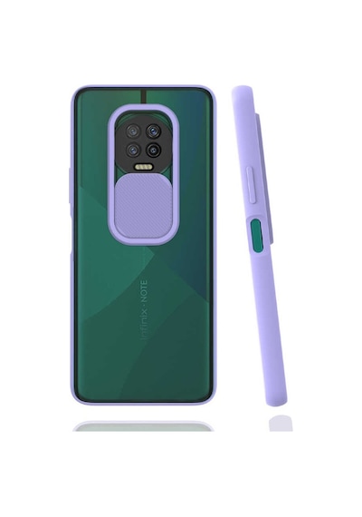 Kilifone - İnfinix Uyumlu Note 7 - Kılıf Slayt Sürgülü Arkası Buzlu Lensi Kapak - Lila