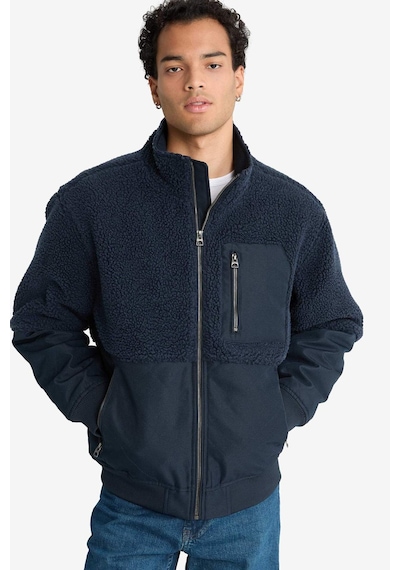 Defacto Regular Fit Triko Detaylı İç Cepli Pelüş Mont F5048ax25wnnv175 Lacivert-nv175