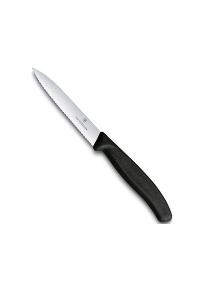 VİCTORİNOX SİVRİ UÇLU TIRTIKLI SOYMA BIÇAĞI 10 CM SİYAH