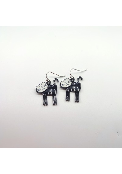 Tedz Collection Saftirik Kedi Pin Küpe Çok Renkli