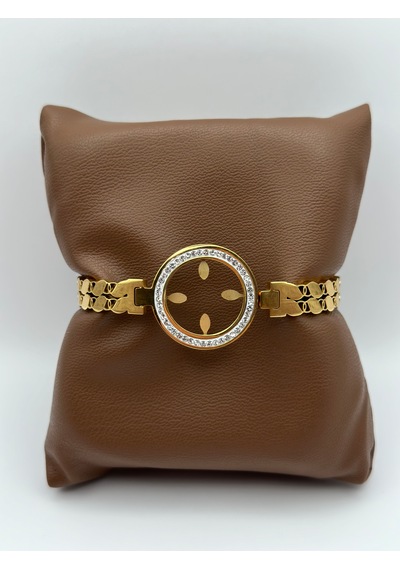 Arnes Jewelry Çelik Çeyrek Altın Takılabilen Kelepçe Bileklik