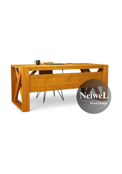 Neiwel Owen Doğal Ahşap Çalışma Ve Ofis Masası-80cm-200cm Açık Ceviz