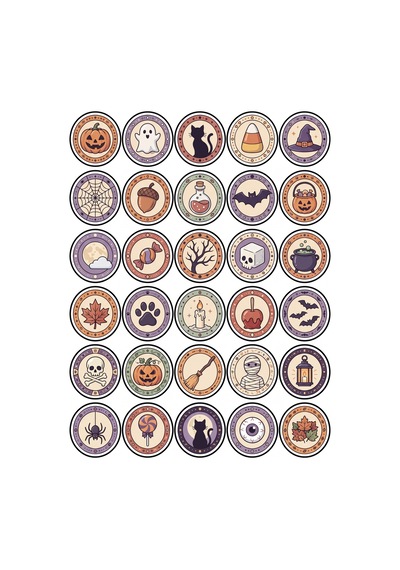 30 Adet Pastel Sevimli Cadılar Bayramı Sticker Seti - Laptop Defter Telefon Ajanda Çok Renkli