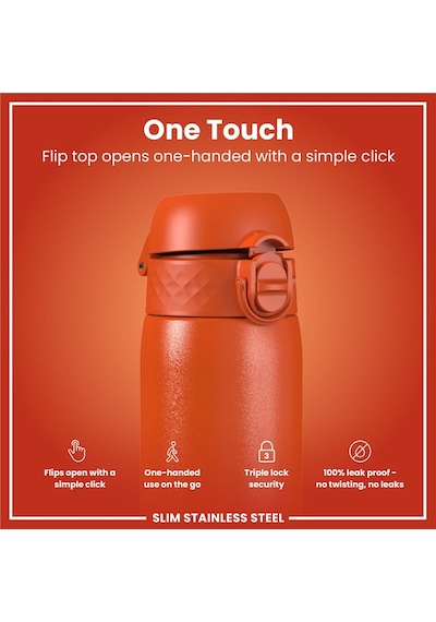 Ion8 - Paslanmaz Çelik İnce Suluk - Turuncu - 600 Ml - Sızdırmaz