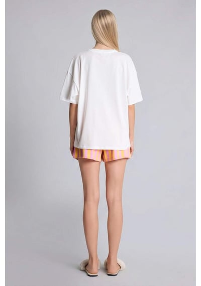Defacto Oversıze Kısa Kollu 2li Pembe Şortlu Pijama Takımı I0437ax26hspn452 Pembe-pn452