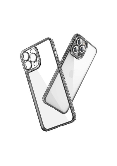 Apple Uyumlu iPhone 12 Pro Kılıf Kamera Korumalı Taşlı Zore Mina Kapak Gümüş